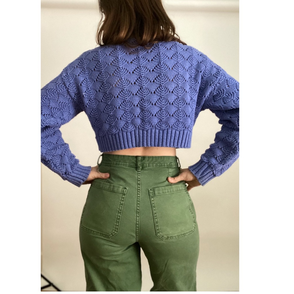 Vintage 80s CROP TOP SWEATER | Purple | Made USA💜